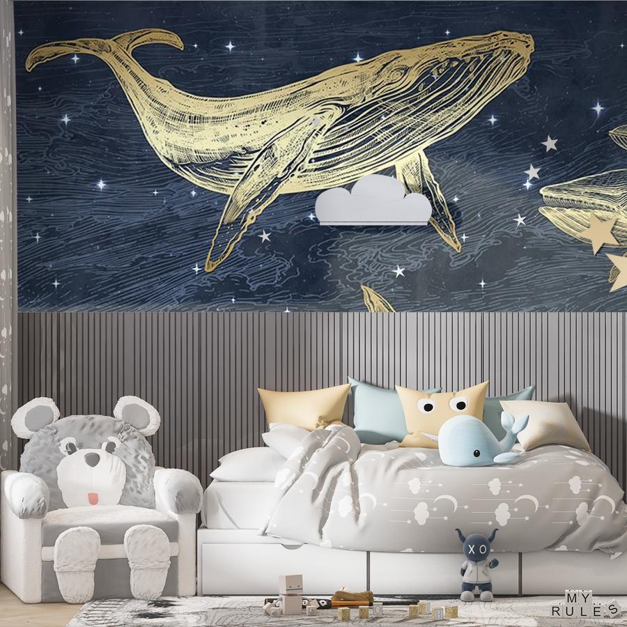 фотообои золотые киты на синем фоне 14-764 фотообои золотые киты на синем фоне 14-764