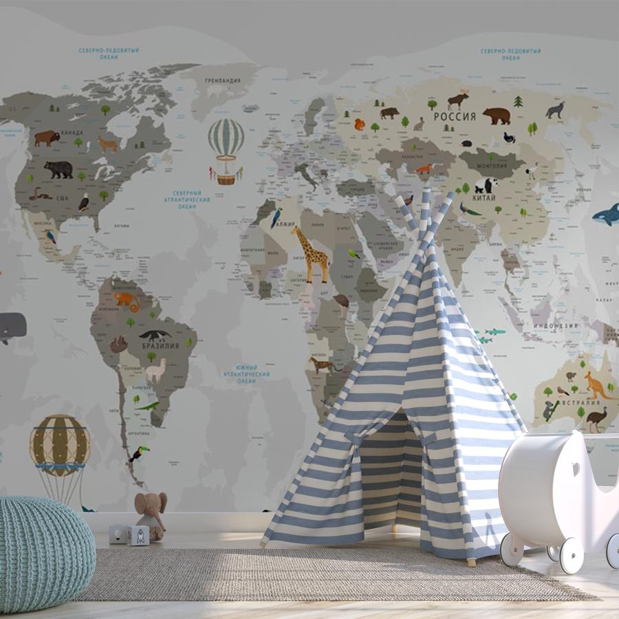 фотообои карта мира в детскую мальчика 12-997