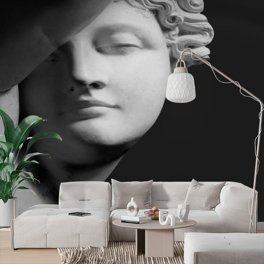 фотообои голова статуи  на черном 14-1036