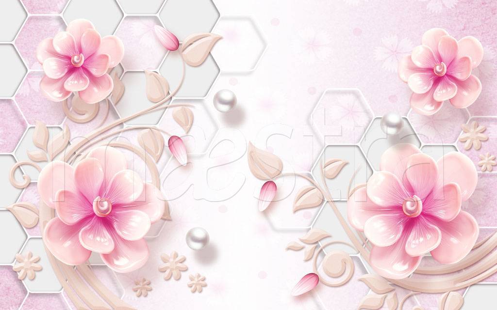 Фотообои 3д цветы нежно-розовые