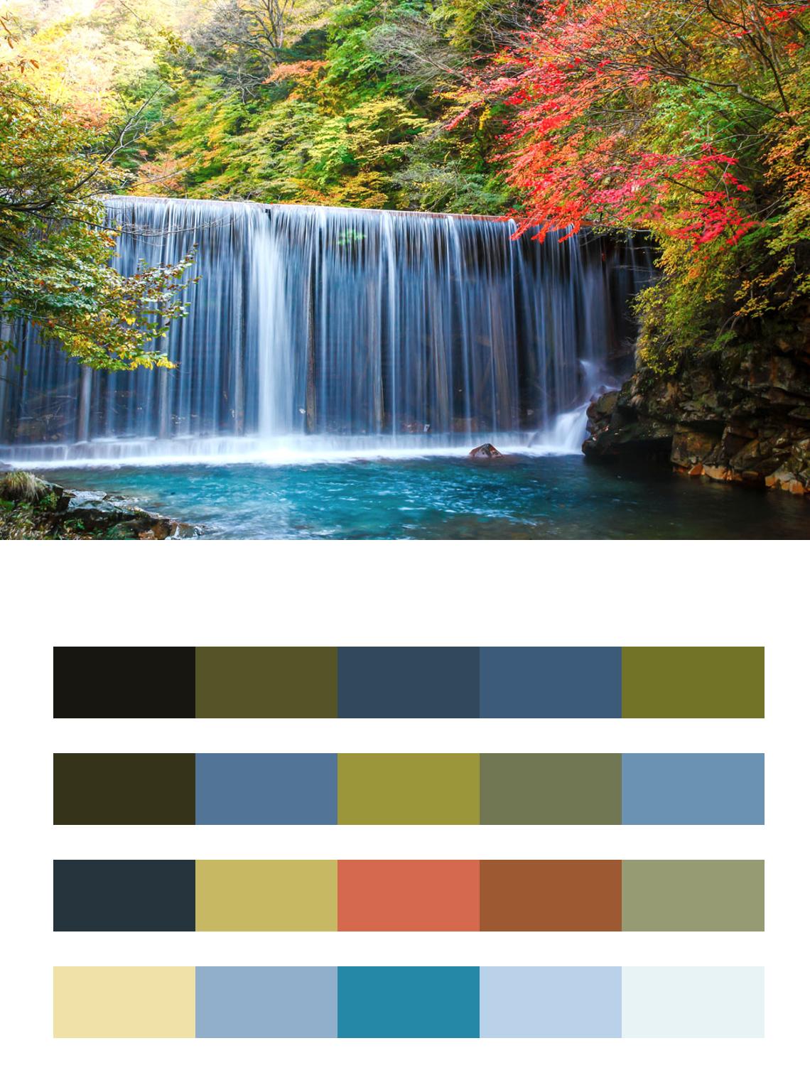 Водопад в Японии цвета