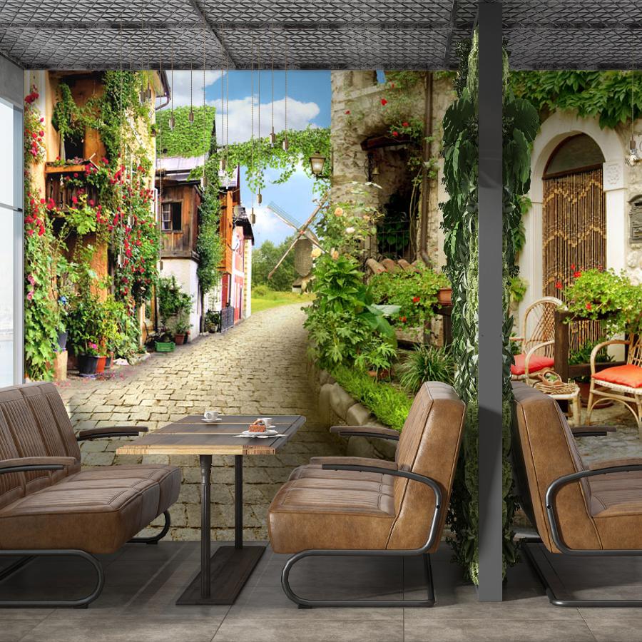 фотообои улочка с арочными дверьми 19-0010