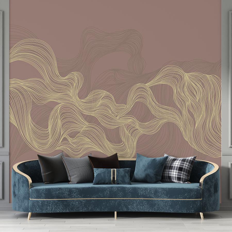 фотообои линии золотые на терракотовом 14-972