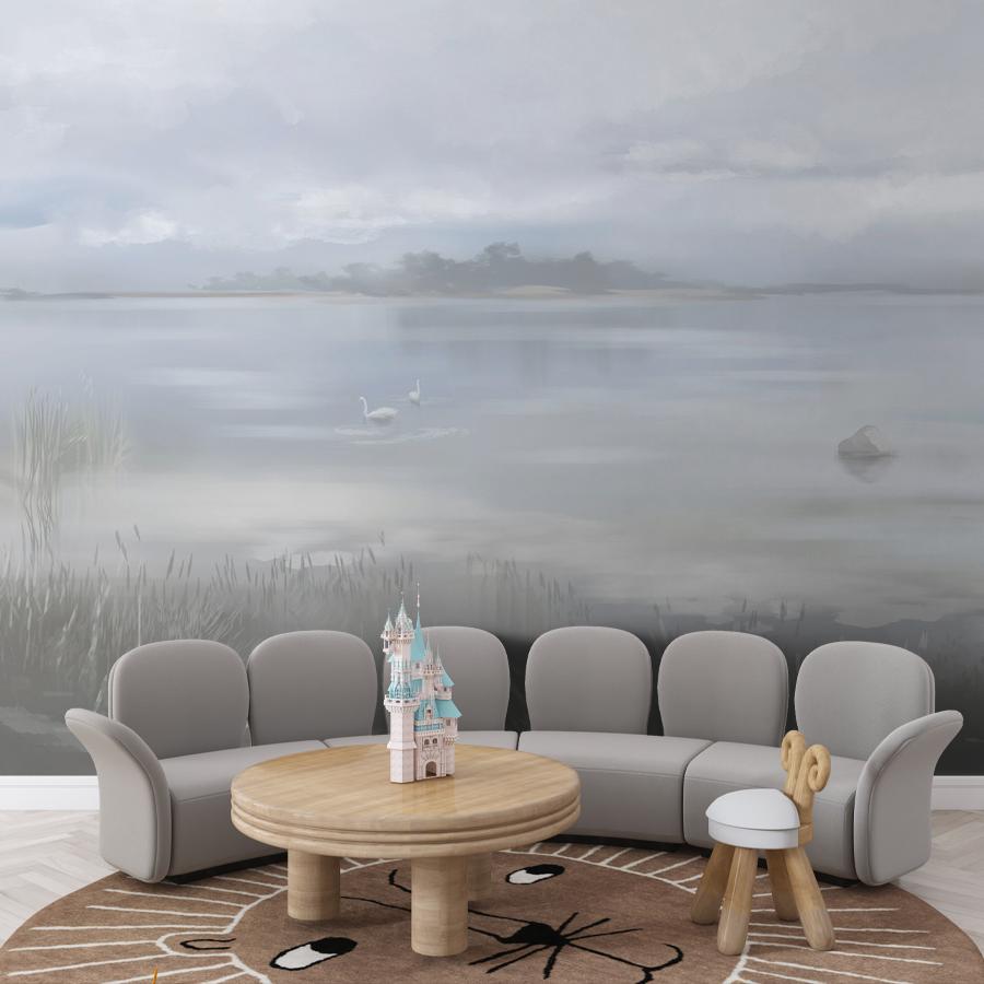 фотообои озеро в утреннем тумане 13-1101