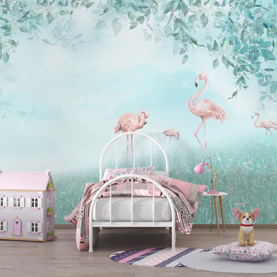 фотообои фламинго на волшебной поляне 12-1463