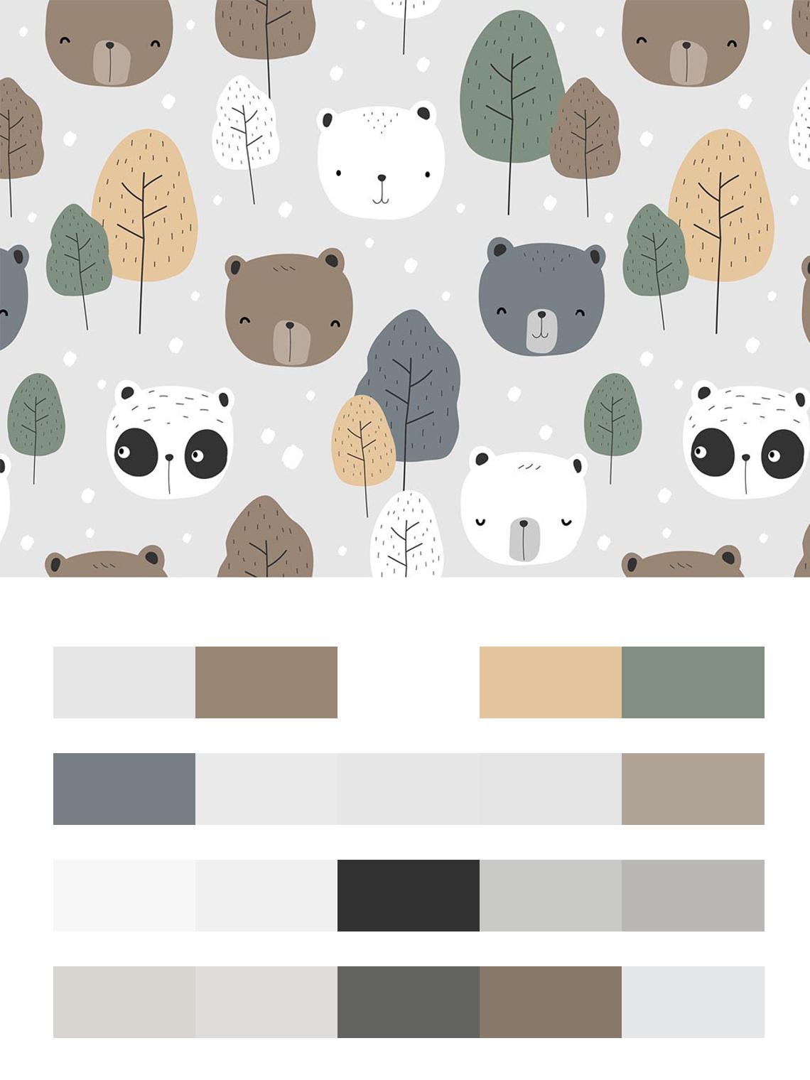 Мишки и лес цвета