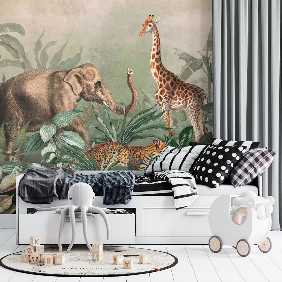 фотообои жираф и слоник 12-1819 фотообои жираф и слоник 12-1819