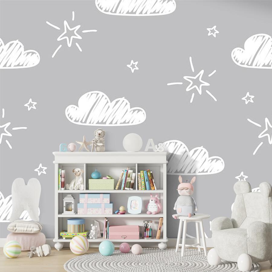 фотообои облака белые на сером 12-704