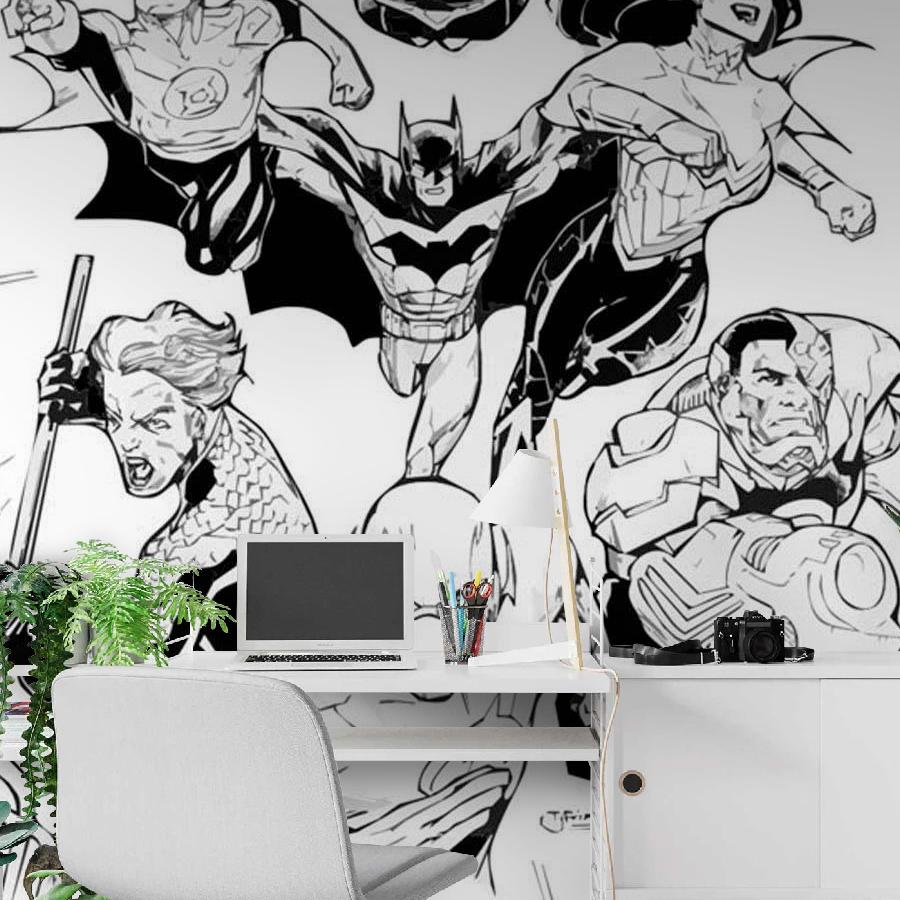 фотообои команда марвел в черно-белом цвете 12-389 фотообои команда марвел в черно-белом цвете 12-389