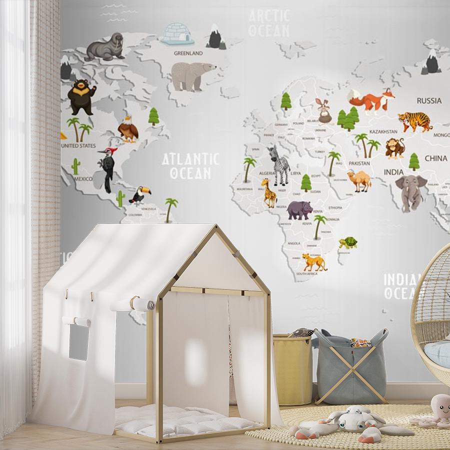 фотообои карта мира зеркальная 12-785