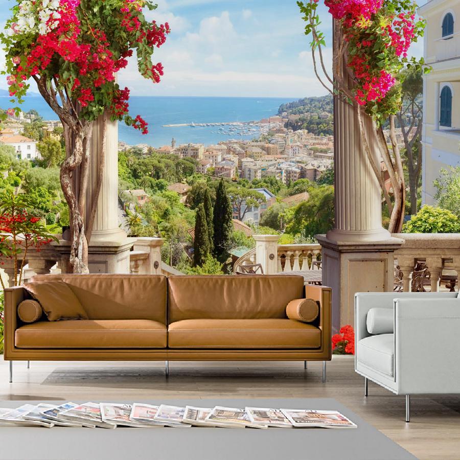 фотообои арка в цветах возле набережной 19-0134