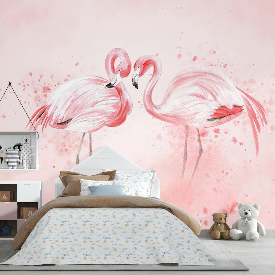 фотообои акварельный фламинго 14-324
