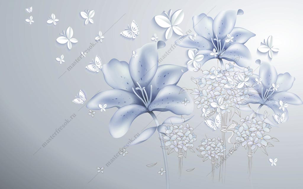 Фотообои Нежно-голубые лилии