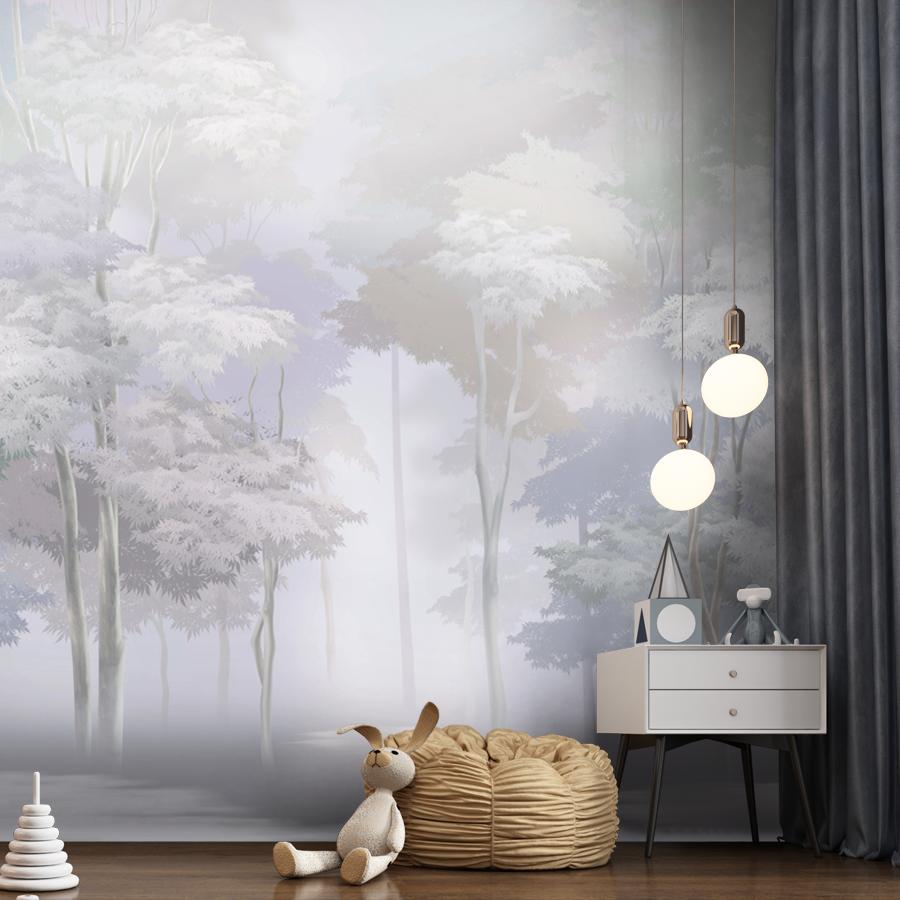 фотообои туманные деревья в сером 13-928