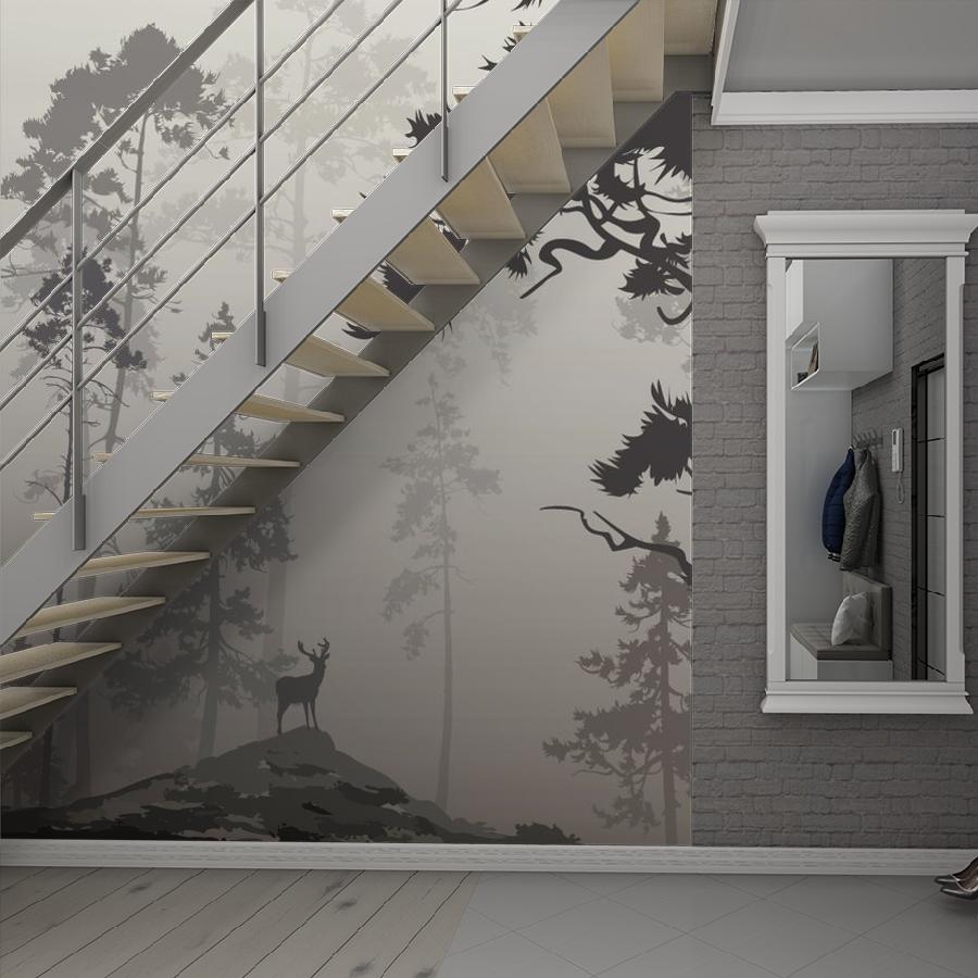 фотообои черно белый лес 9-963