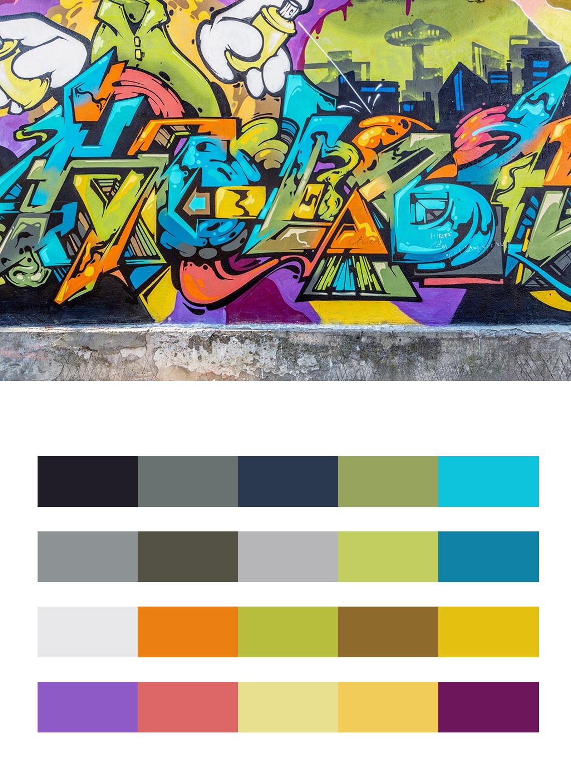 Граффити на стене цвета