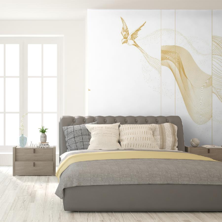 фотообои ласточки золотистые в гостиную 14-1176