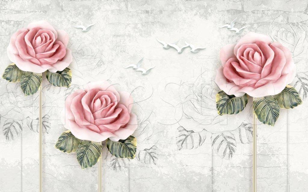 Фотообои 3д розовые розы