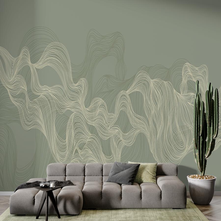 фотообои линии золотые на зеленом 14-970