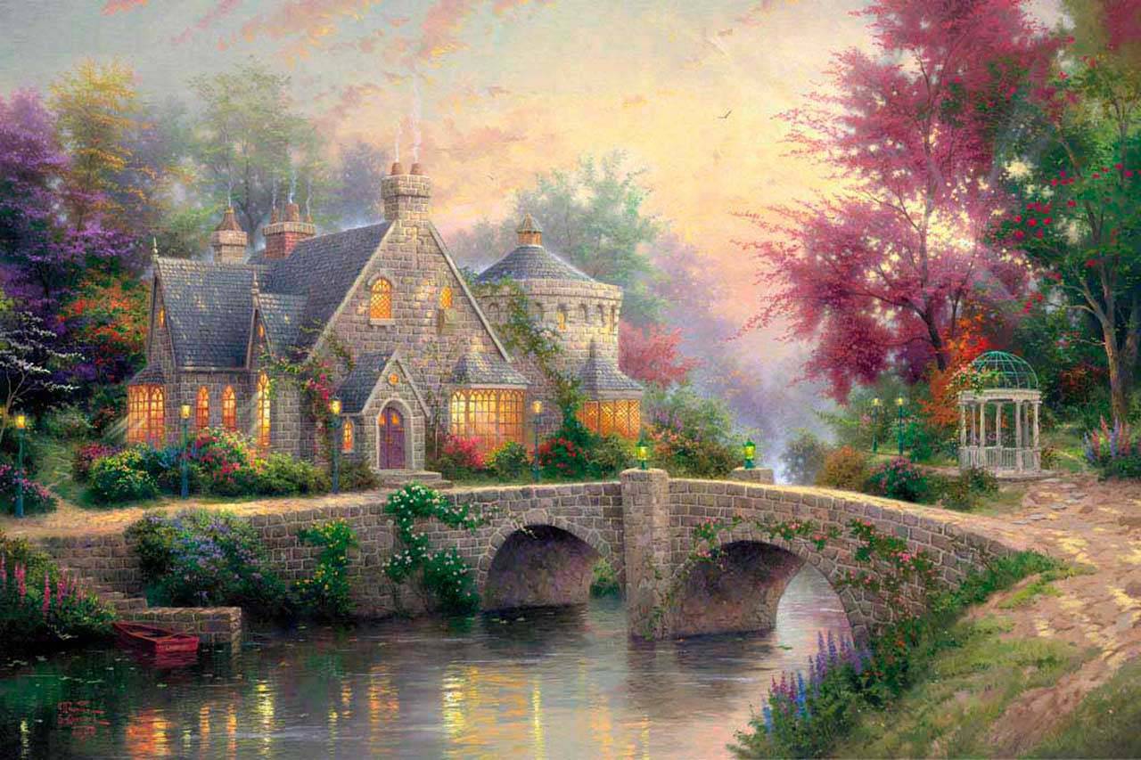 сказочный дом с мостом через реку 6-089