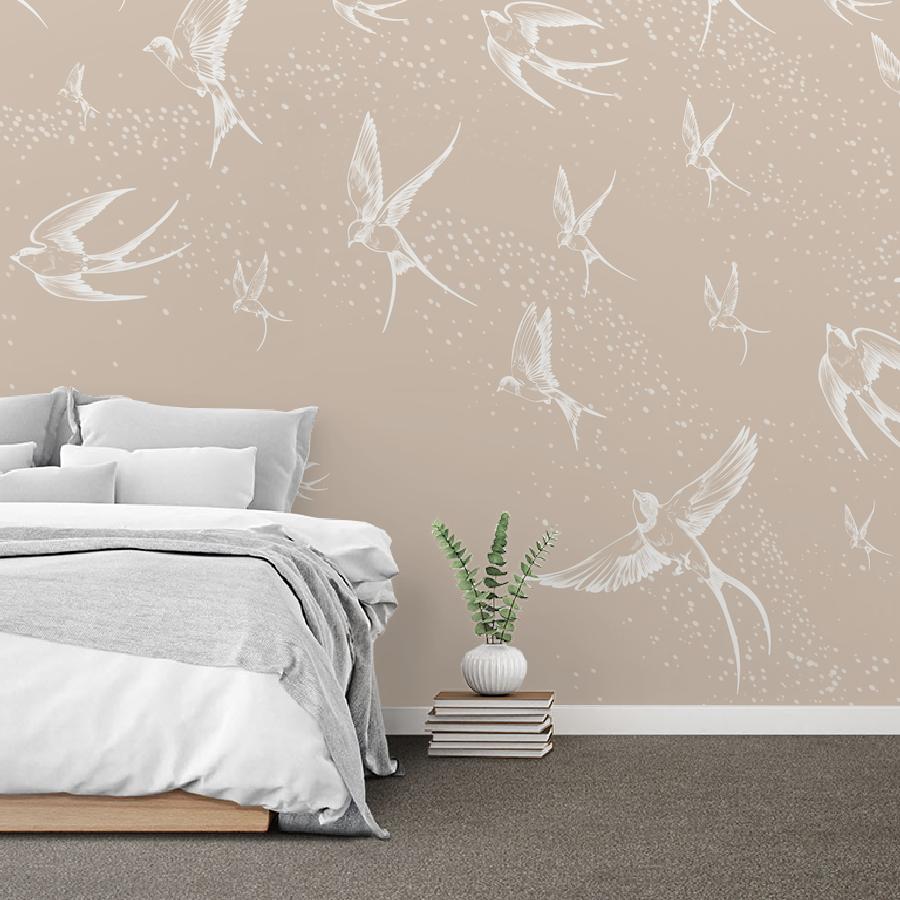 фотообои стая ласточек белых 14-1189