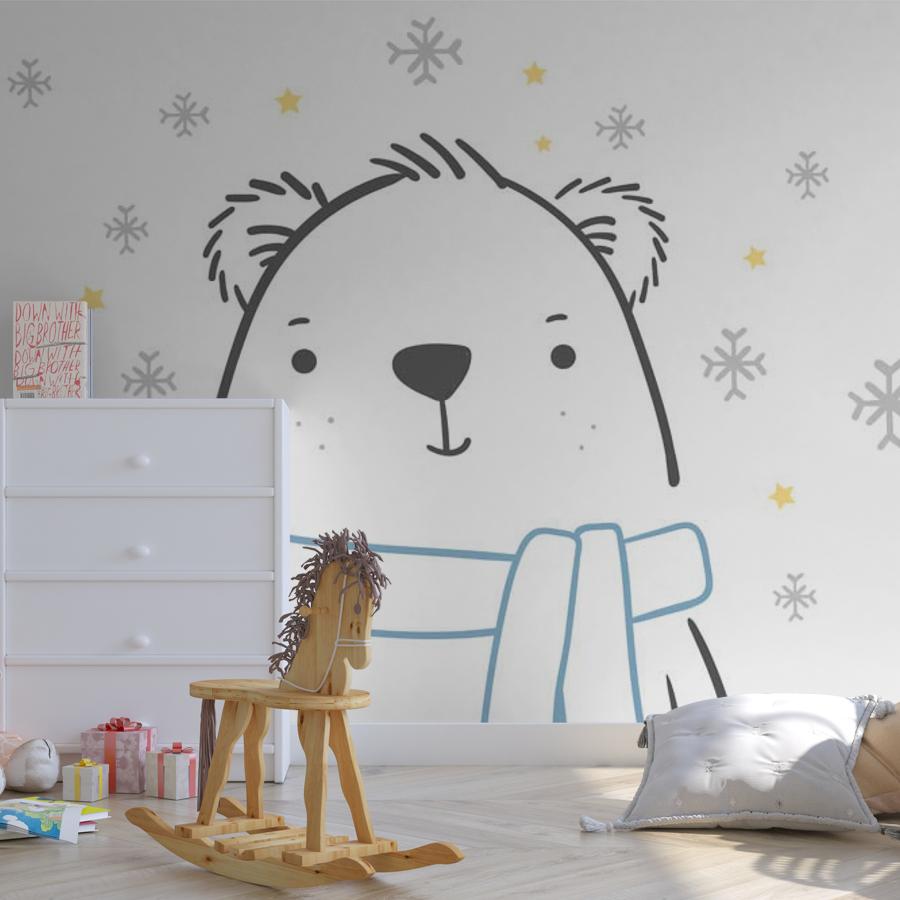 фотообои мишка в снежинках 12-881 фотообои мишка в снежинках 12-881