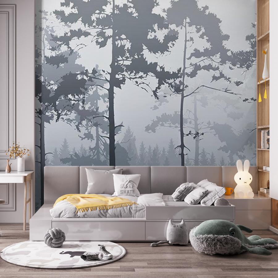 фотообои бледно-серый туманный лес 14-609 фотообои бледно-серый туманный лес 14-609