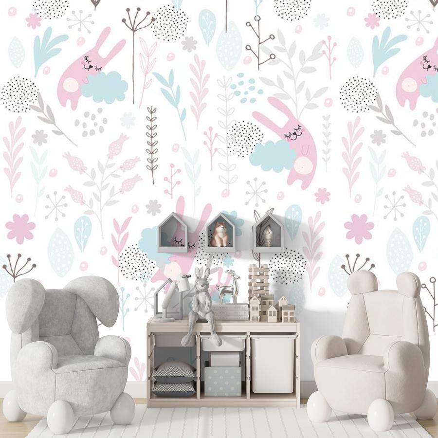 Фотообои и фотообои зайчики фон 12-754