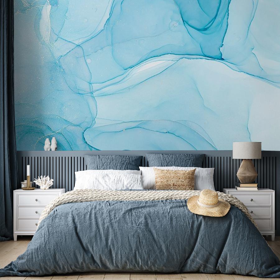 фотообои голубой мрамор с прожилками 9-1789