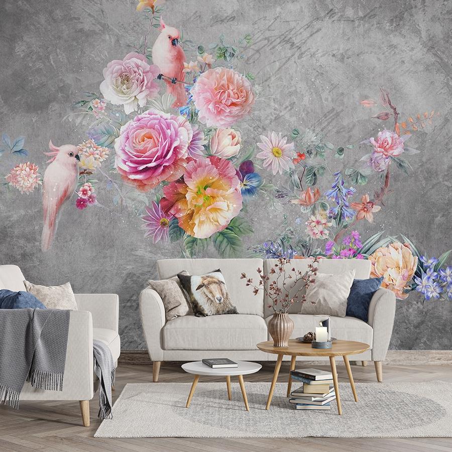 фотообои попугаи в цветах 9-1608