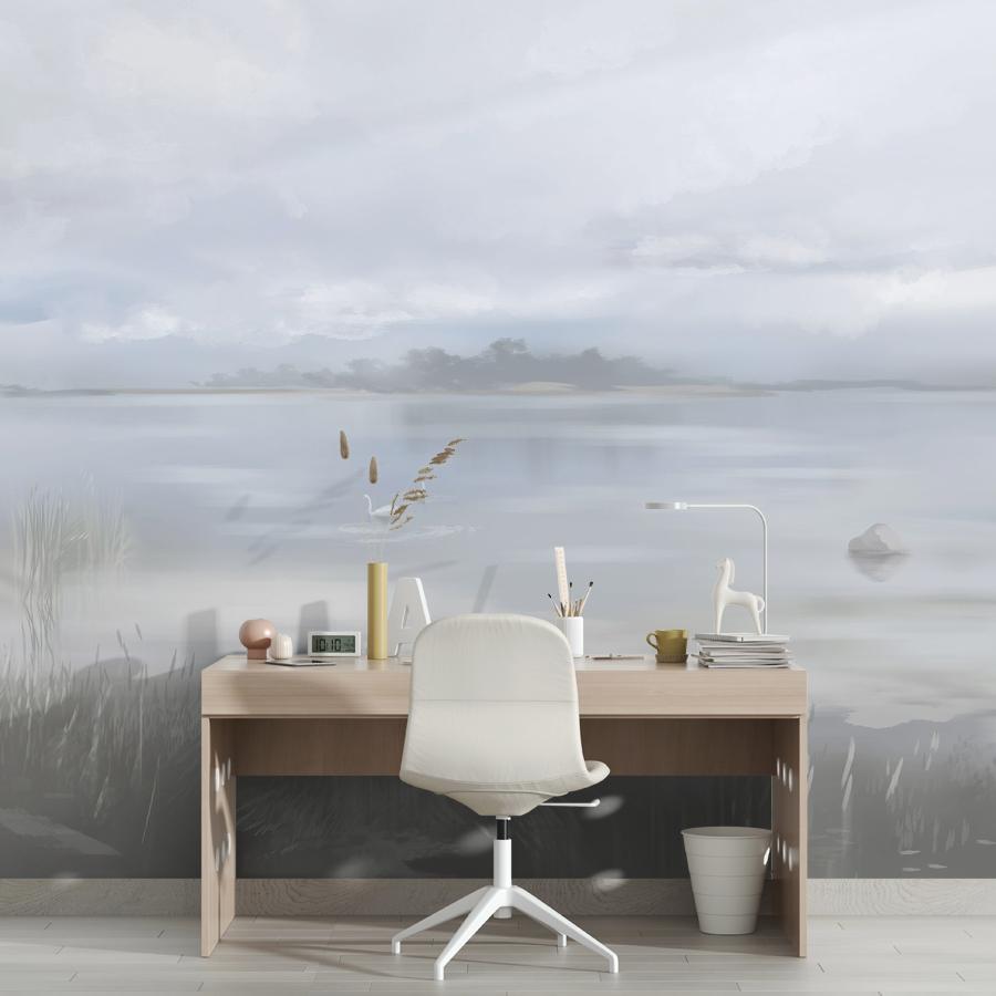 фотообои озеро в утреннем тумане 13-1101