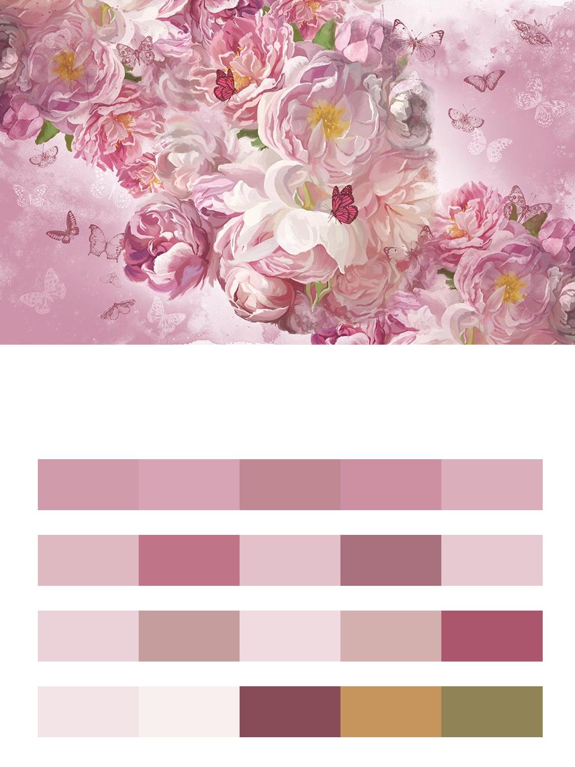 Розовые пионы цвета