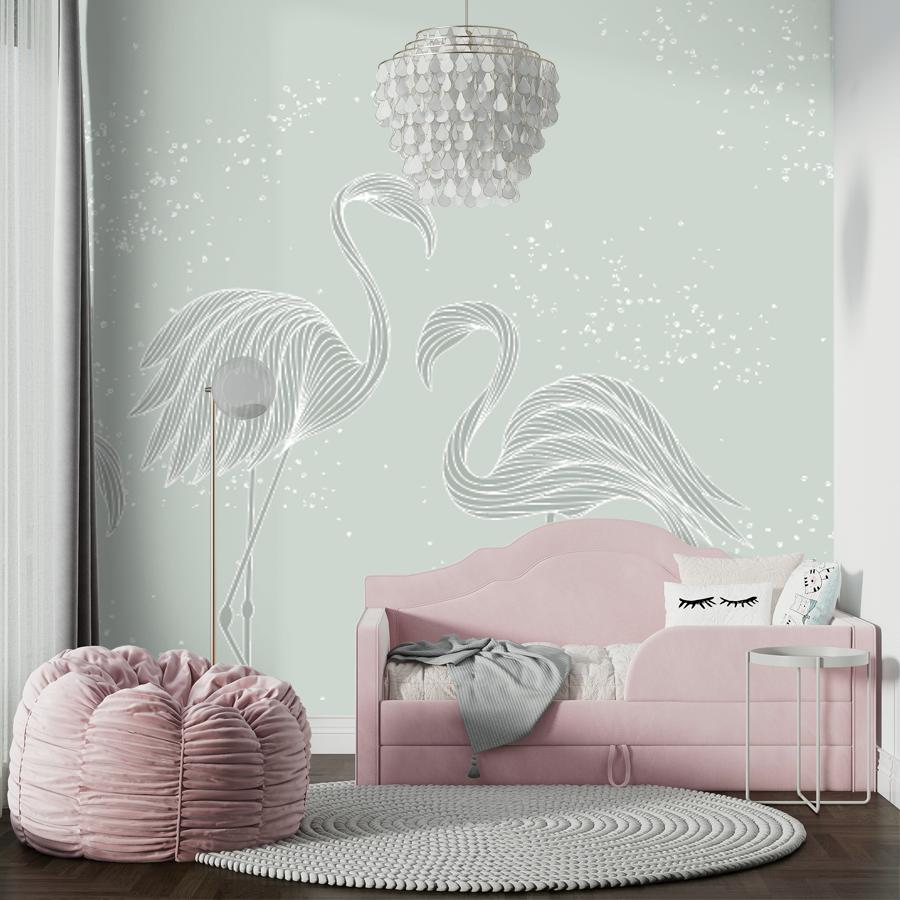 фотообои фламинго в зал 14-1205