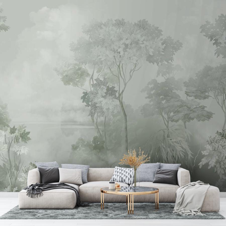 фотообои лес абстрактный зеленый насыщенный 13-1063