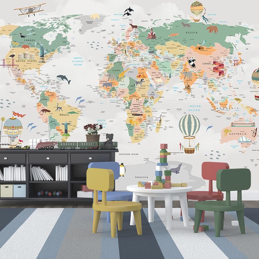 фотообои цветная карта на сером фоне 12-1672