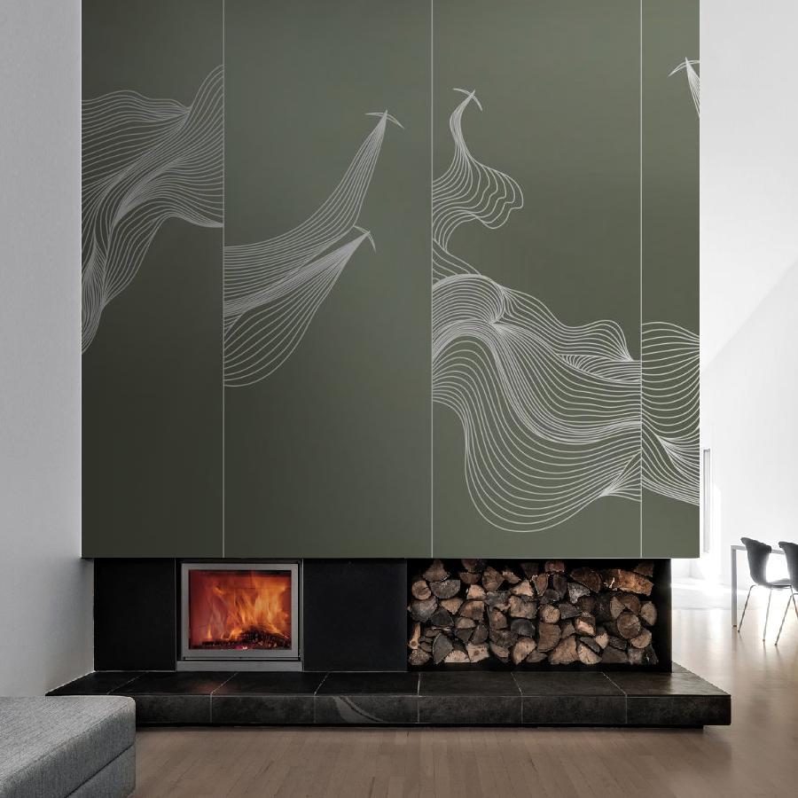 фотообои линии белые на зеленом 14-1136