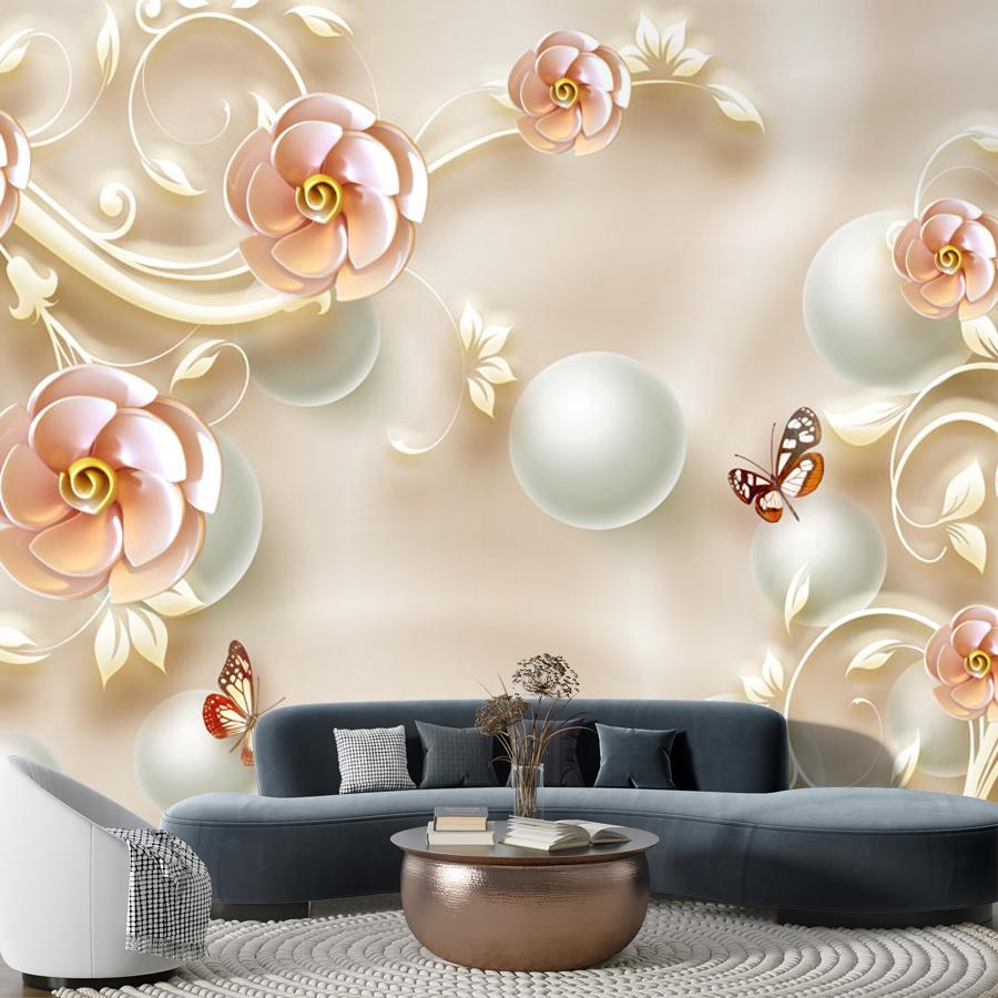 фотообои 3д цветы золотые 10-567