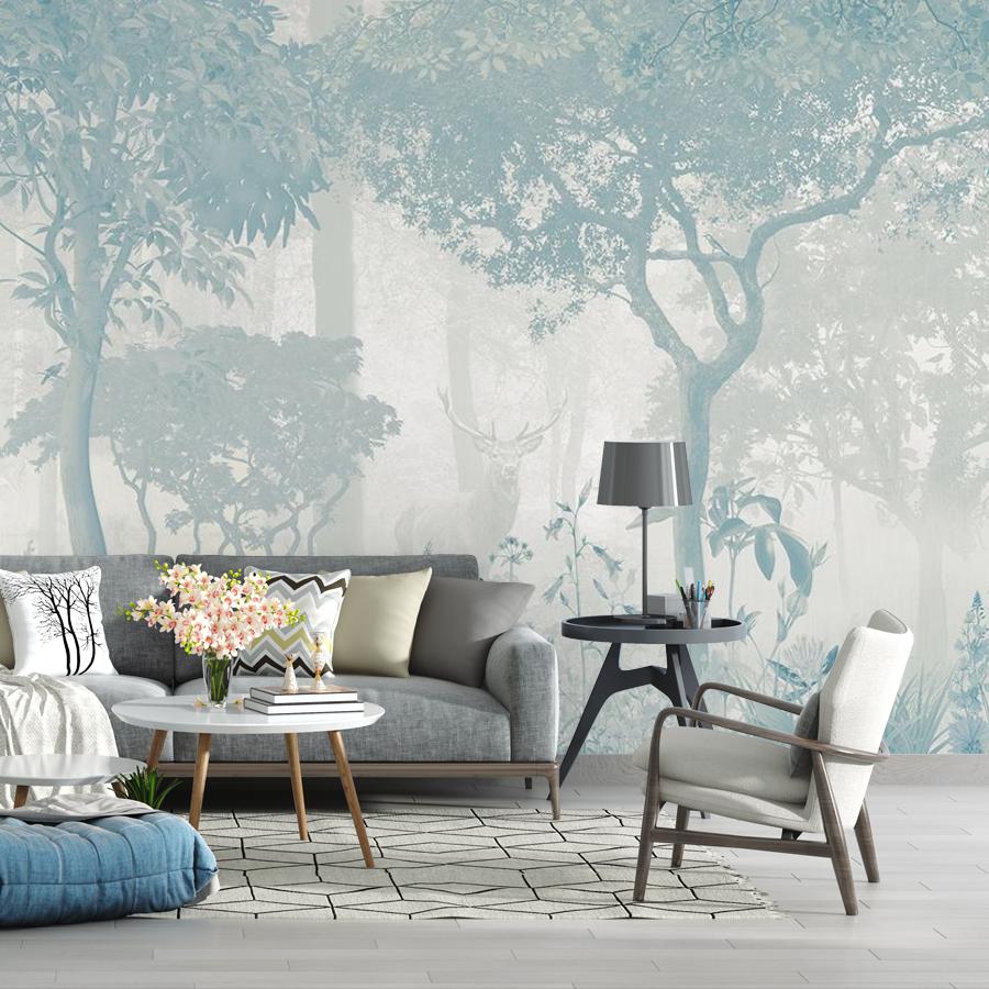 фотообои бледно-зеленый туманный лес 9-1397