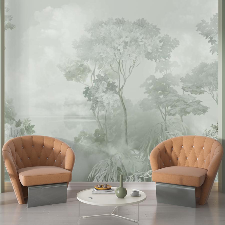 фотообои лес абстрактный зеленый насыщенный 13-1063