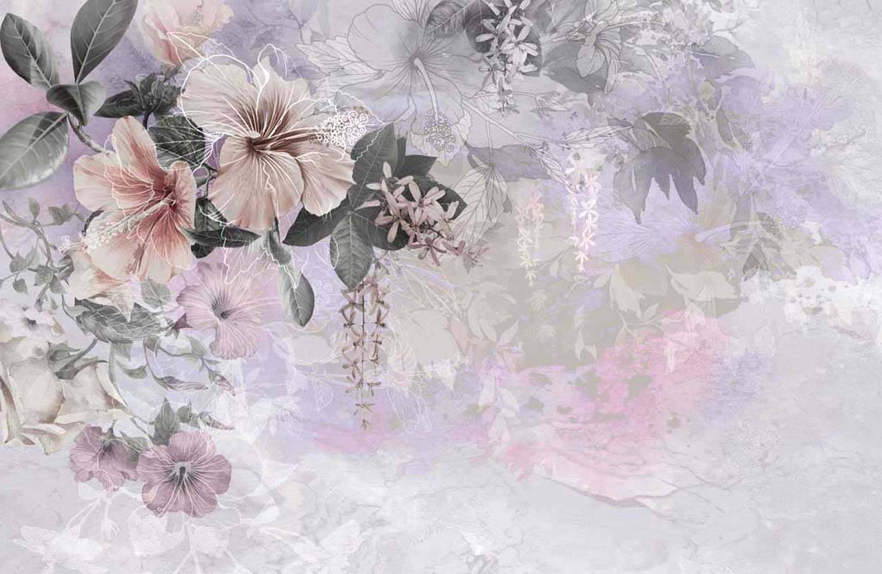 фотообои распустившиеся цветы на светлом фоне 7-871