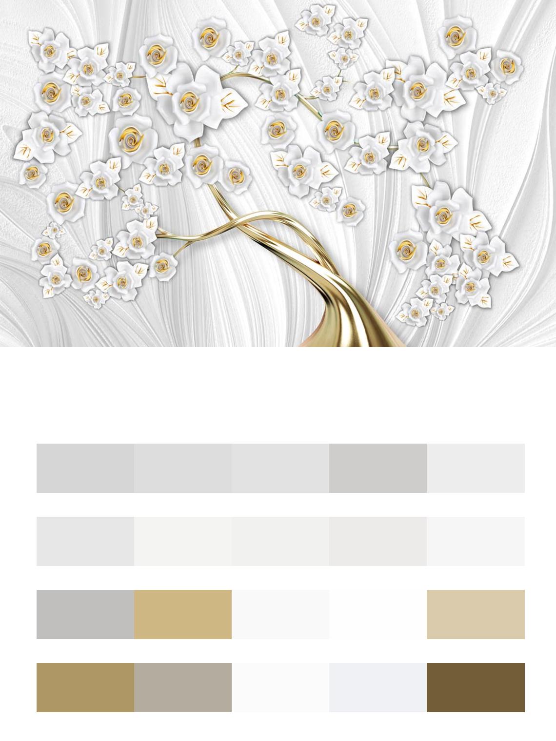 3д Золотое дерево на белом фоне цвета