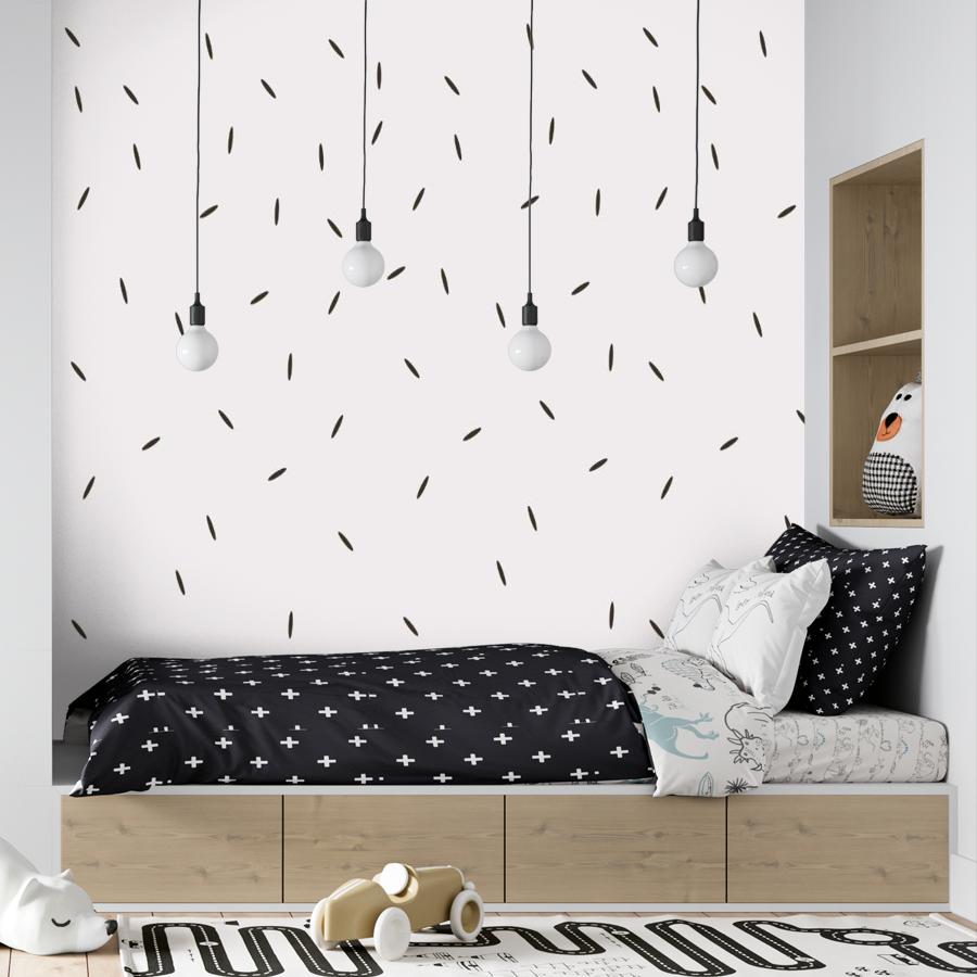 фотообои орнамент серые лепестки на белом 14-1019