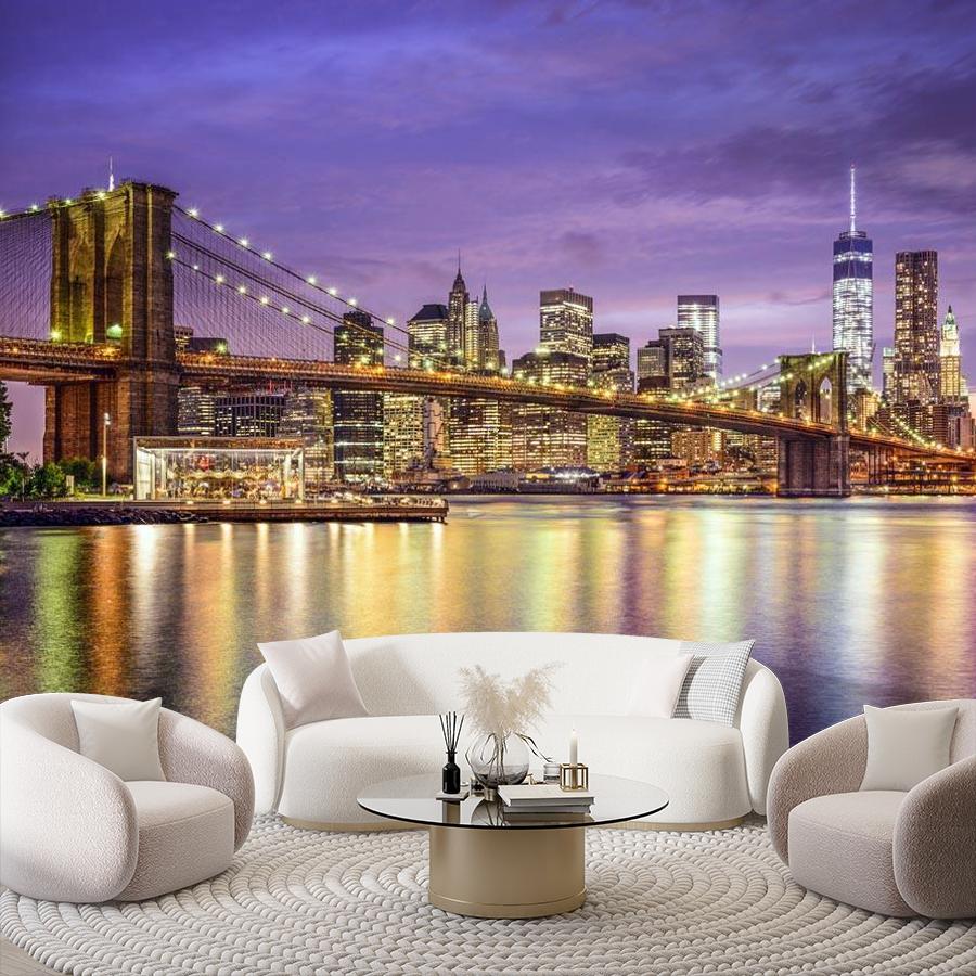 фотообои огни на бруклинском мосту 9-818