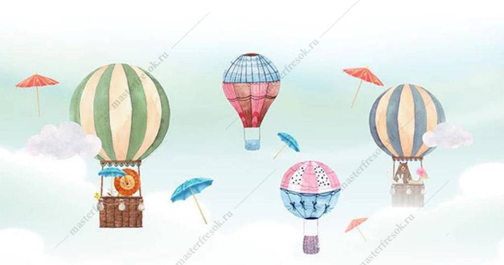 Фотообои Животные на воздушных шарах