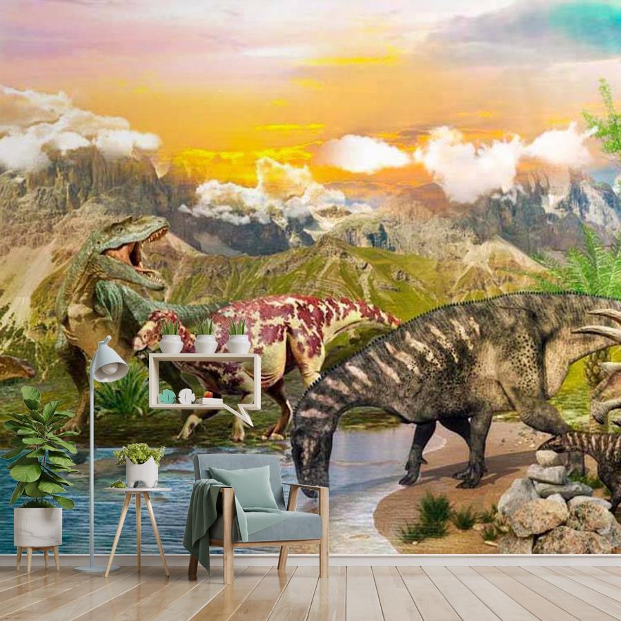 фотообои динозавры на водопое 12-382 фотообои динозавры на водопое 12-382