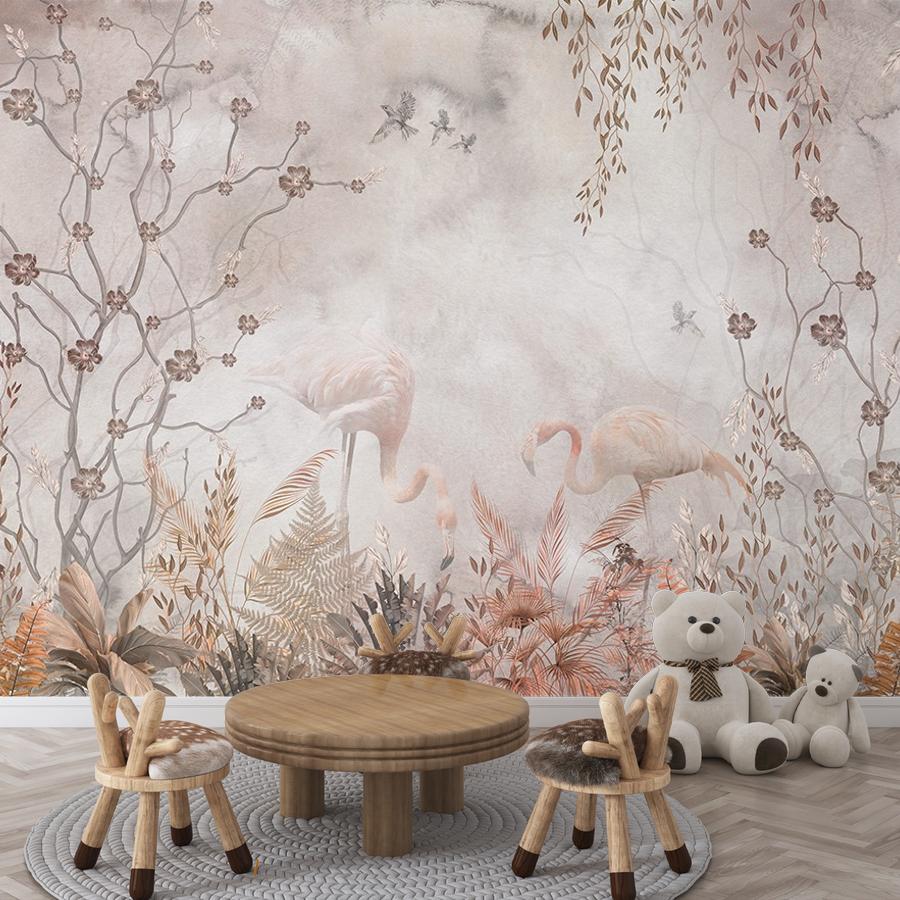 фотообои фламинго в тумане 12-1591