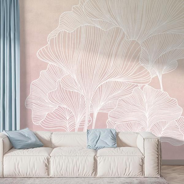 фотообои гинкго трафарет на закате 14-955