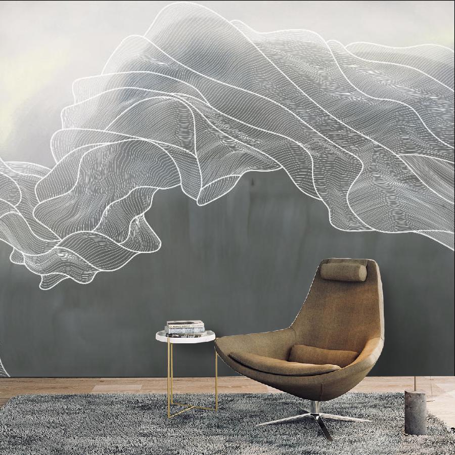 фотообои линии белые на темном сером 14-941