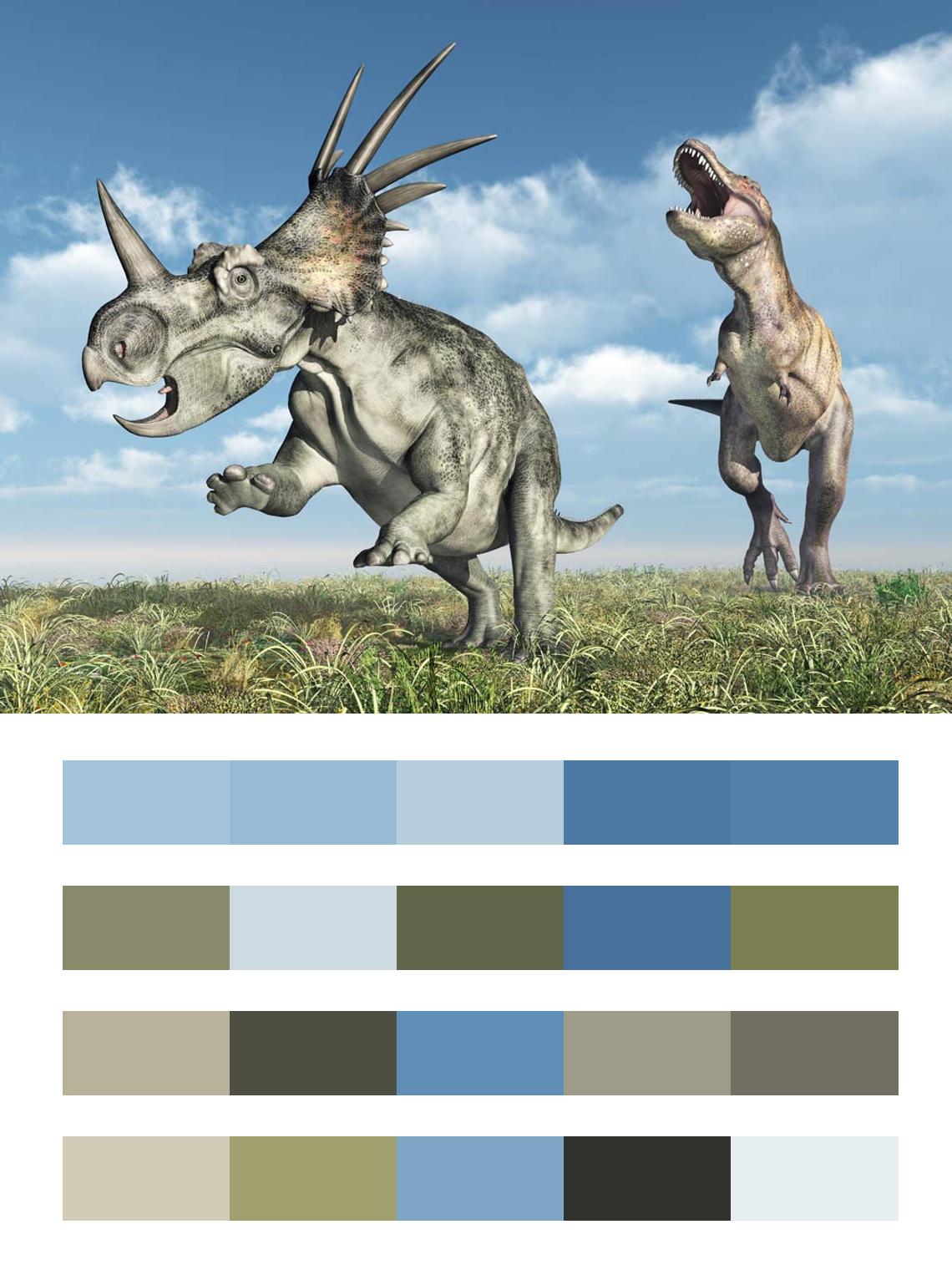 Стиракозавр и тараннозавр цвета