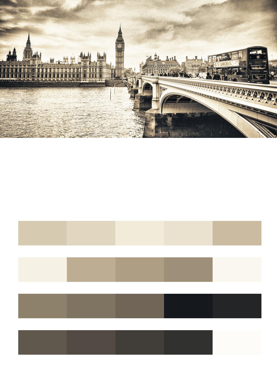 Черно белая панорама Лондона цвета